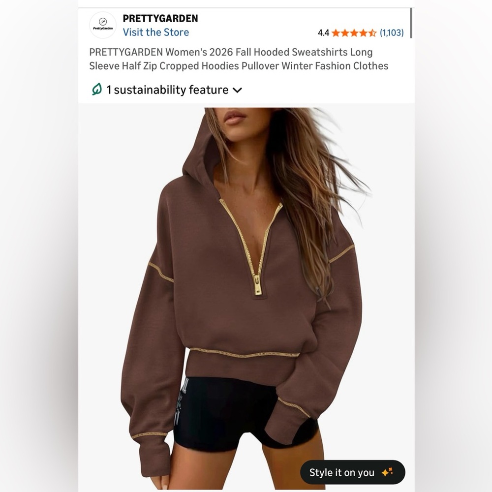PRETTYGARDEN Women's Brown Zip-Up Hoodie